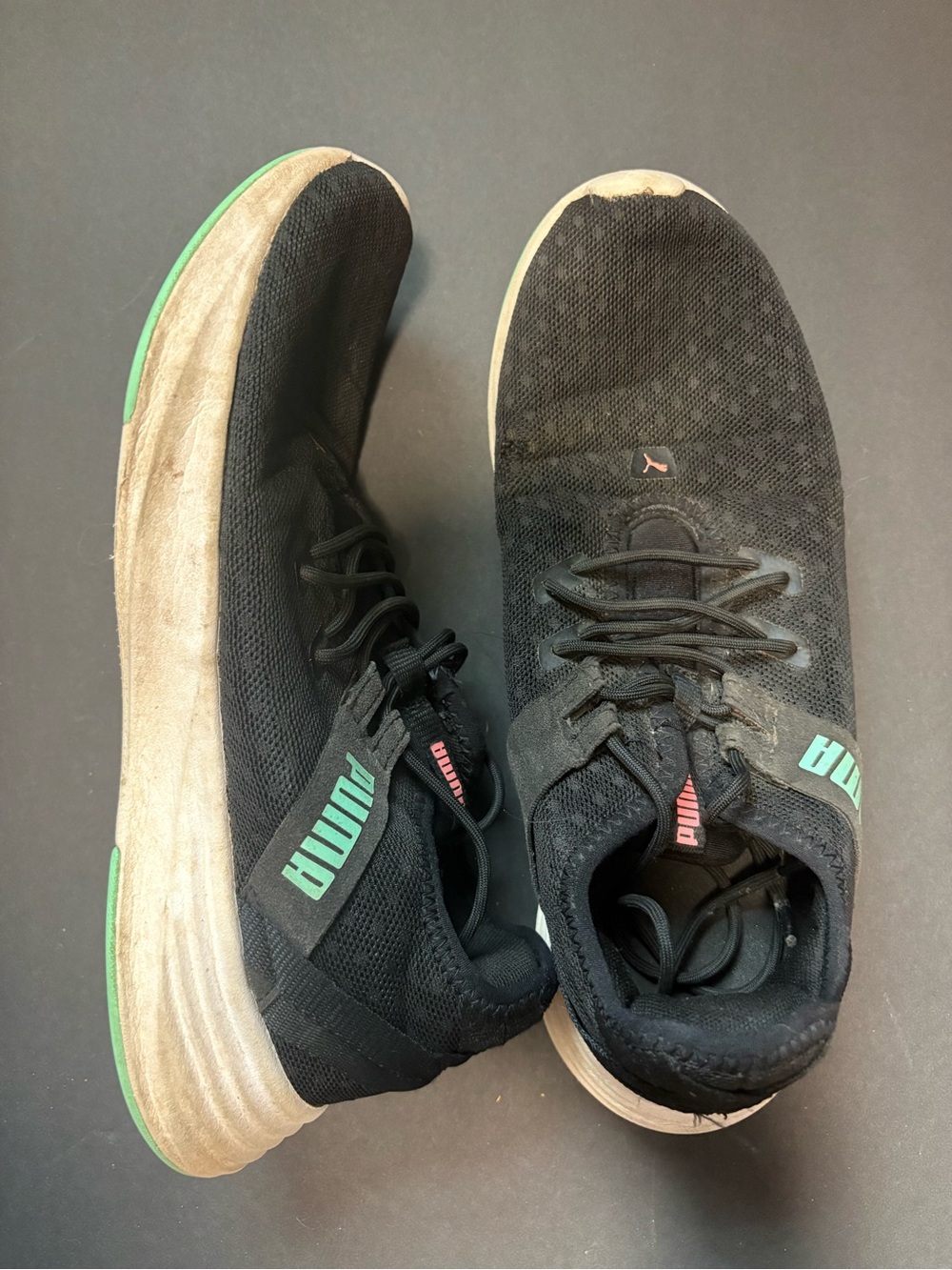 Puma Men's Black Sneakers with Mint Details